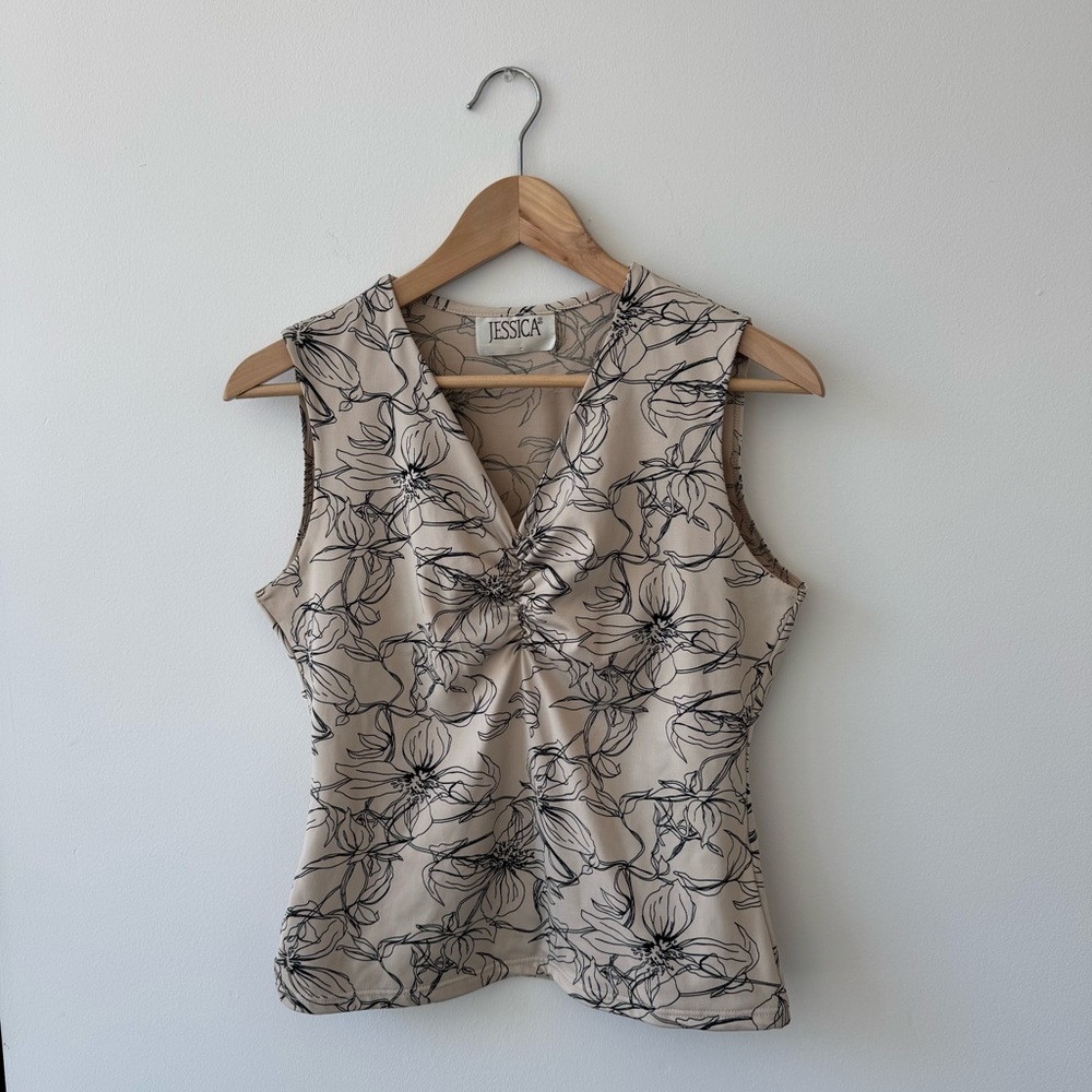 Jessica Tan Sleeveless Fitted Ruched Blouse